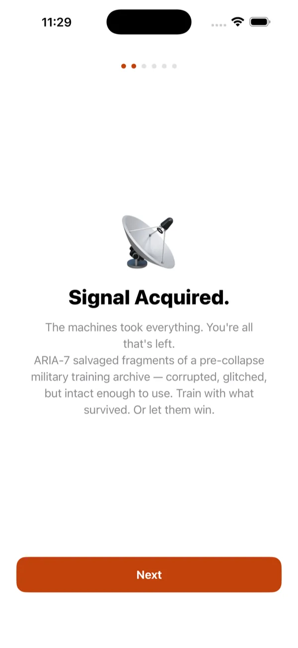 Forge90 onboarding: Signal Acquired welcome screen